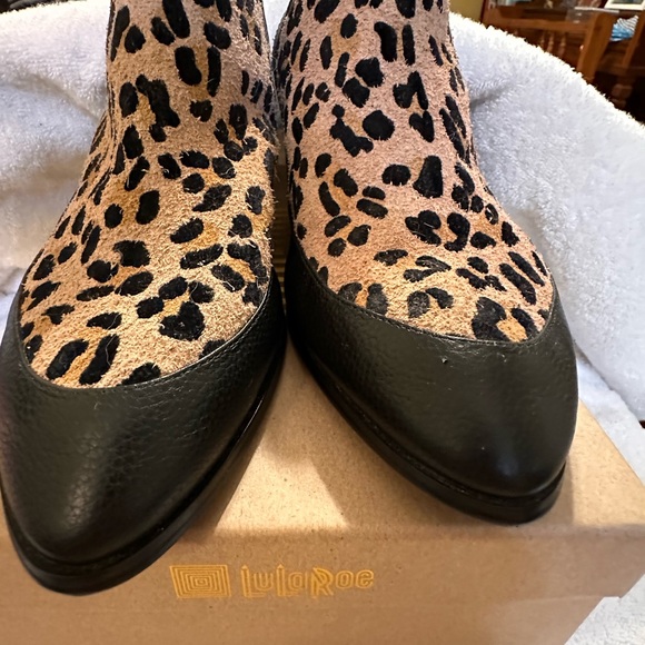 LuLaRoe Shoes - LuLaRoe Supply Women's Leopard Print Ankle Boots - Black and Tan